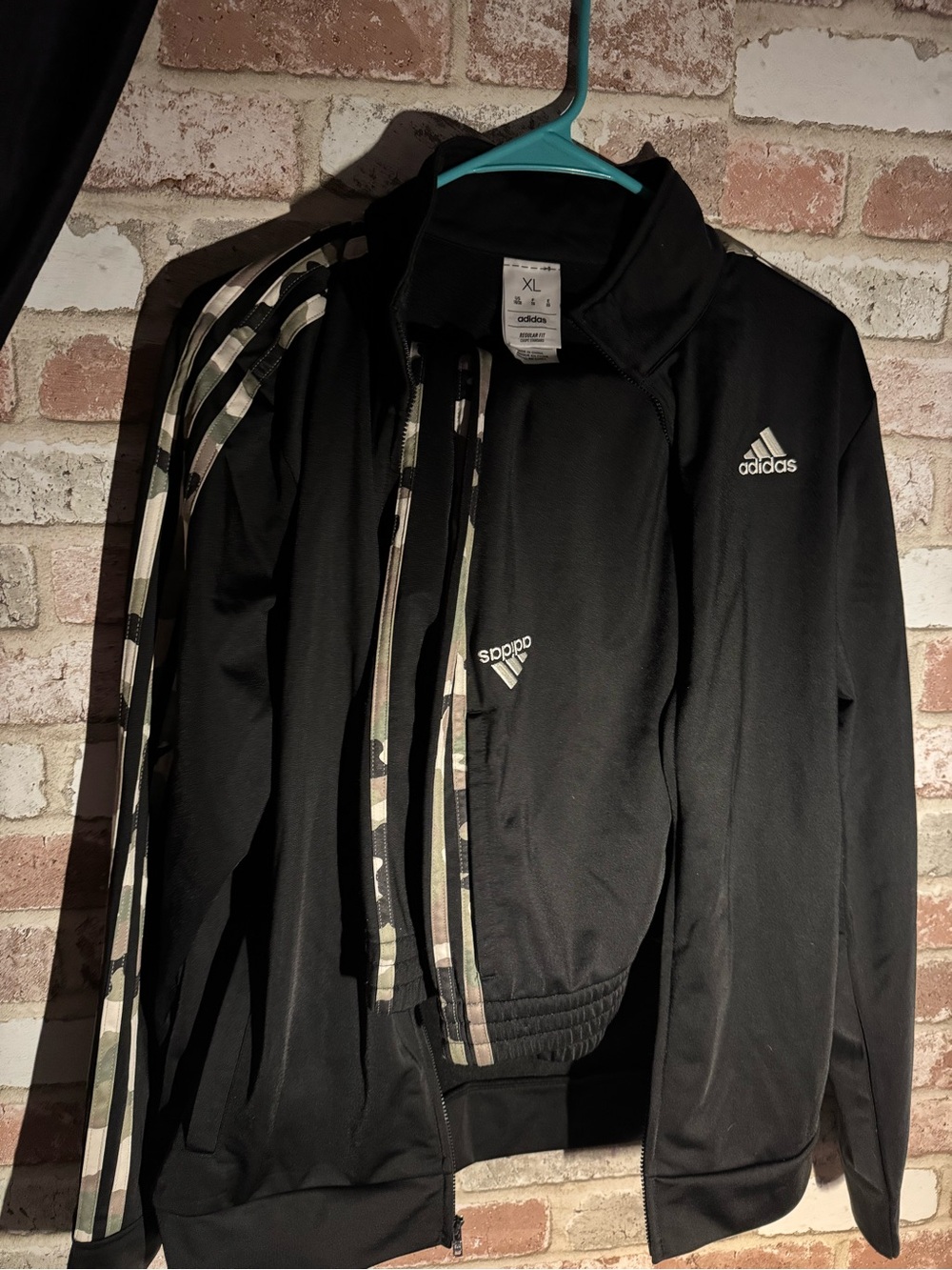 Adidas youth XL 18/20 Black Track Jacket with Camouflage Stripe